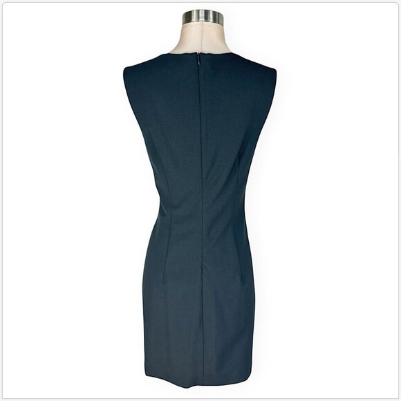 Theory Almeria Charcoal Gray Square Neck Stretch Wool Sheath Dress New NWOT 6 - Picture 4 of 6
